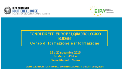 Nuoro, corso di formazione ed informazione sui Fondi Diretti Europei