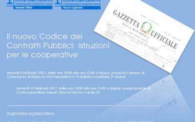 “Il nuovo Codice dei Contratti Pubblici: istruzioni per le cooperative”, seminari a Nuoro e Sassari